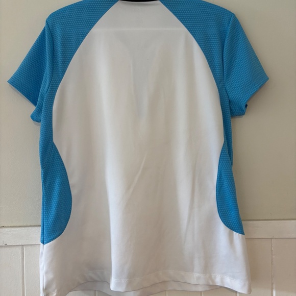 Ladies Large IZOD Perform Cool FX  Golf Shirt Blue Color Block preppy golf sport - Picture 8 of 13